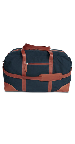 Moraltive Weekender Bags - Navy Blue & Tan