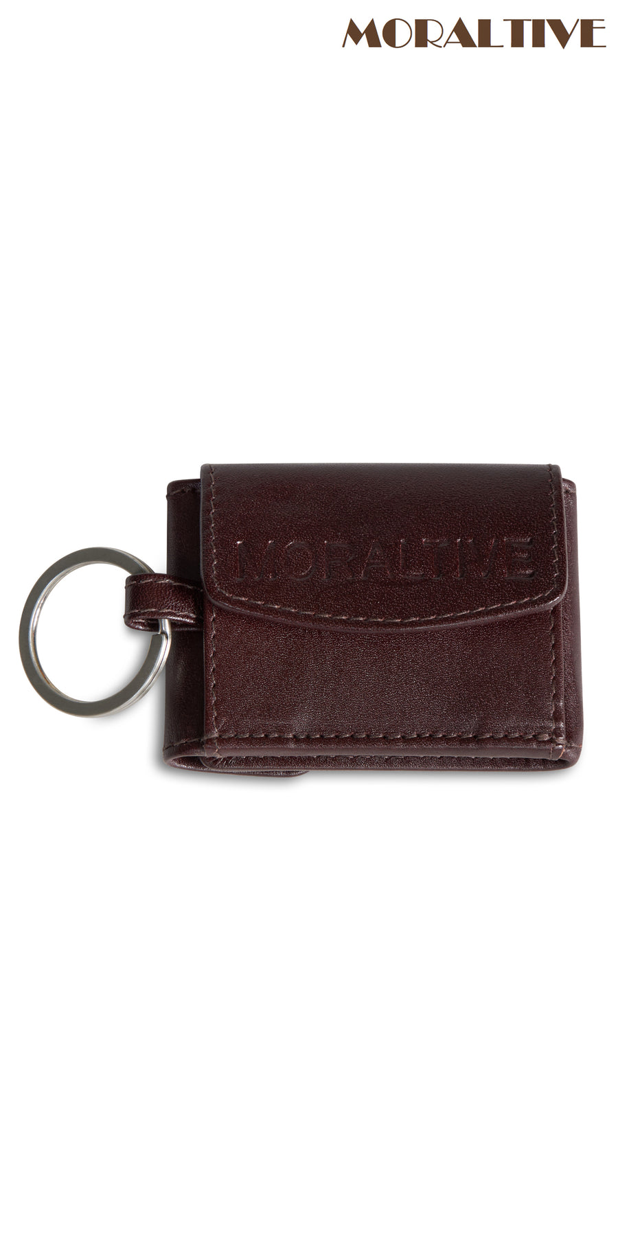 Brown leather keyring with portemonnaie